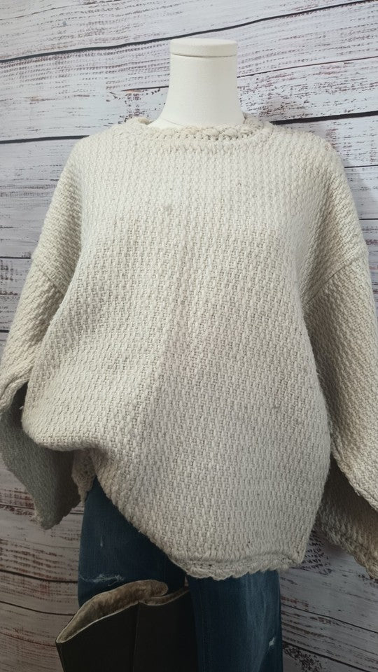 Alpaca Wool Dolman Sleeve Oversized Sweater | Size L