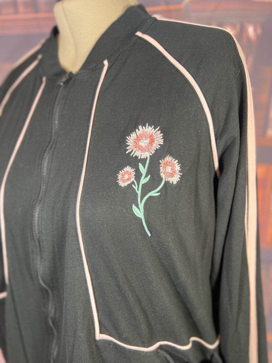 Black Zip Up Running Track Jacket | Size XL