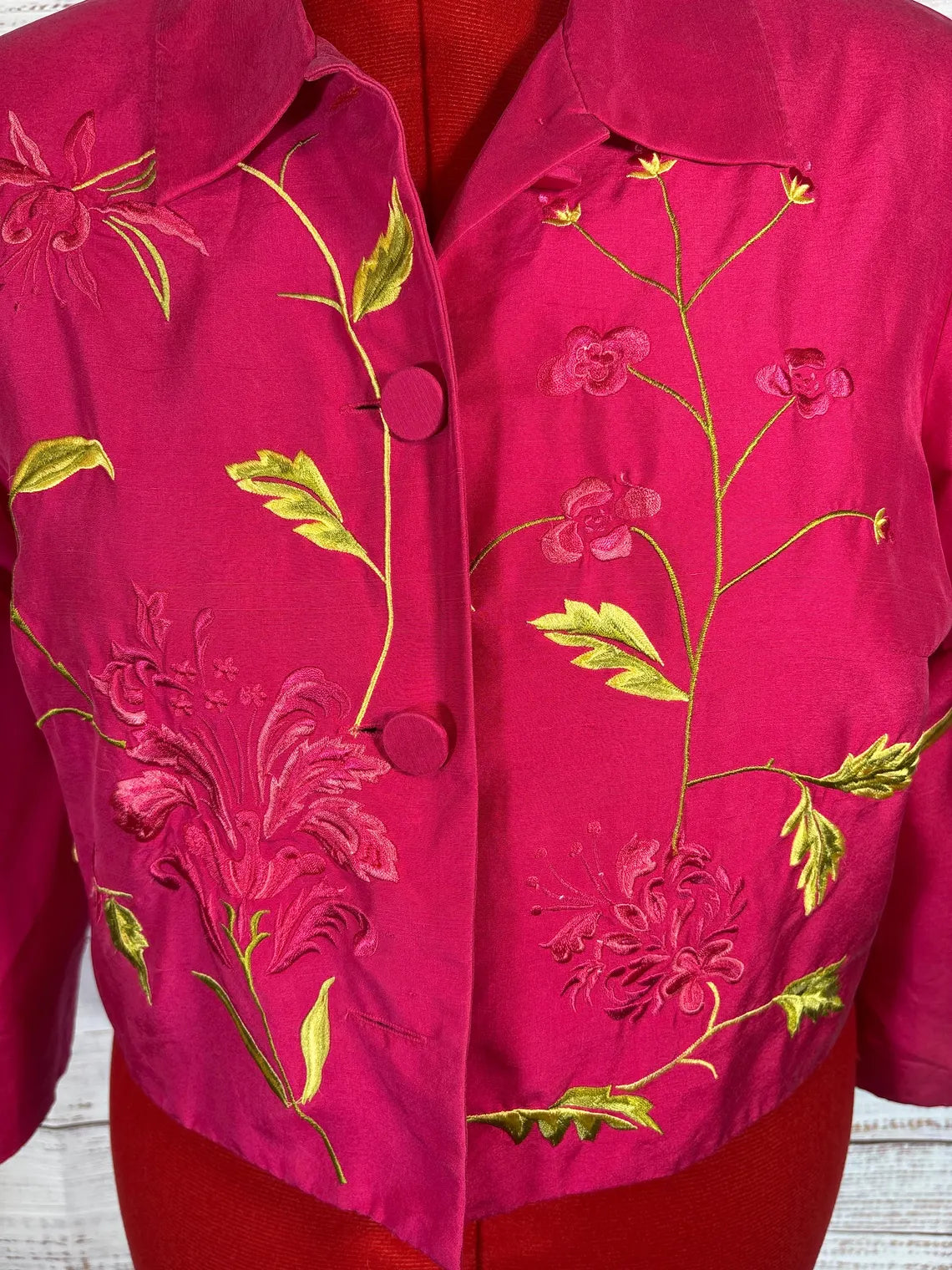 Maggy London Hot Pink Silk Jacket | Size 16