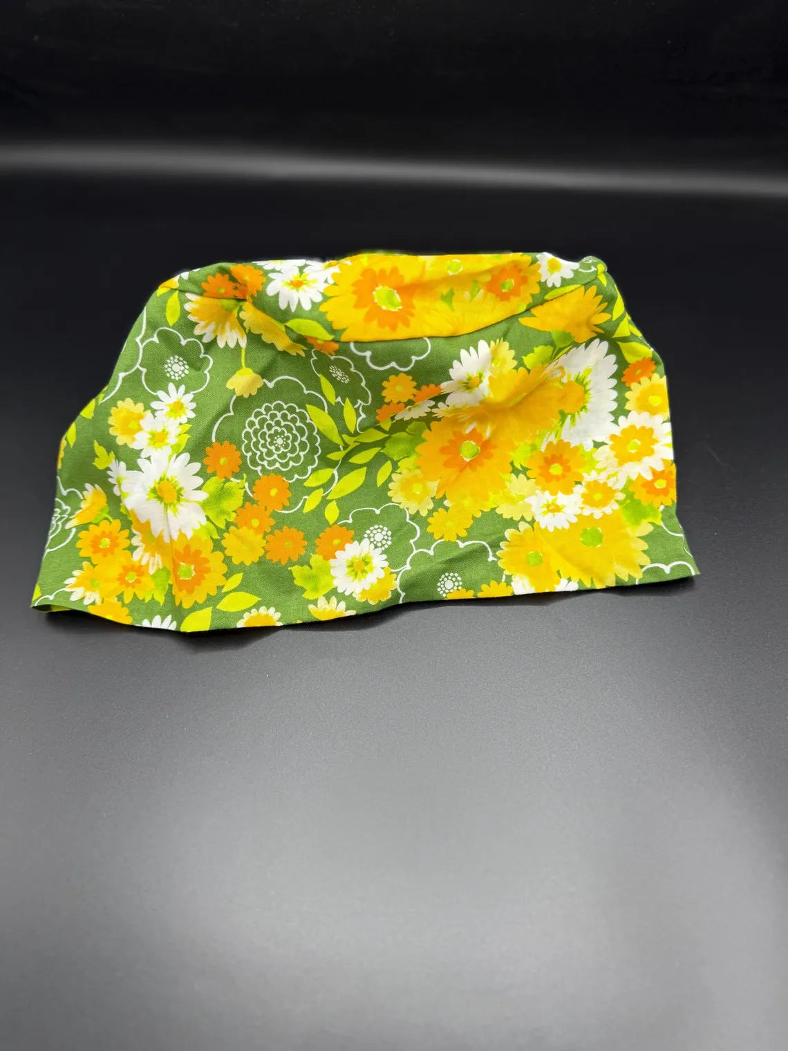 Green Floral Print Adjustable Scrub Cap
