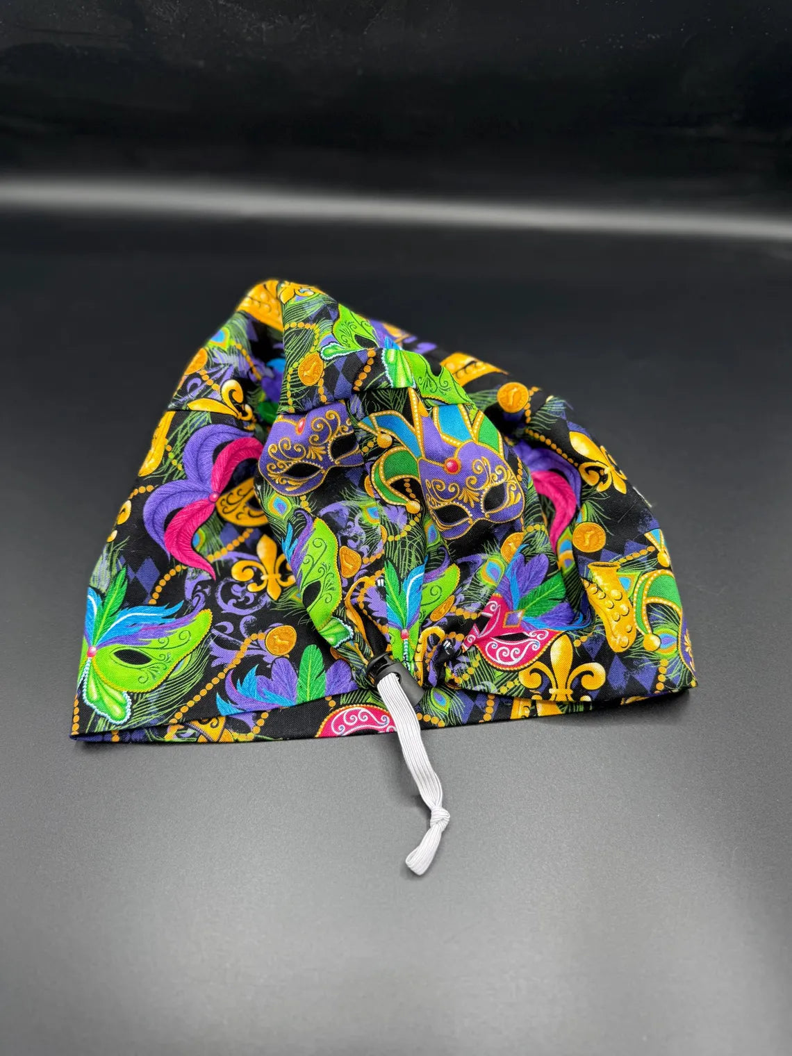 Mardi Gras Print Adjustable Scrub Cap
