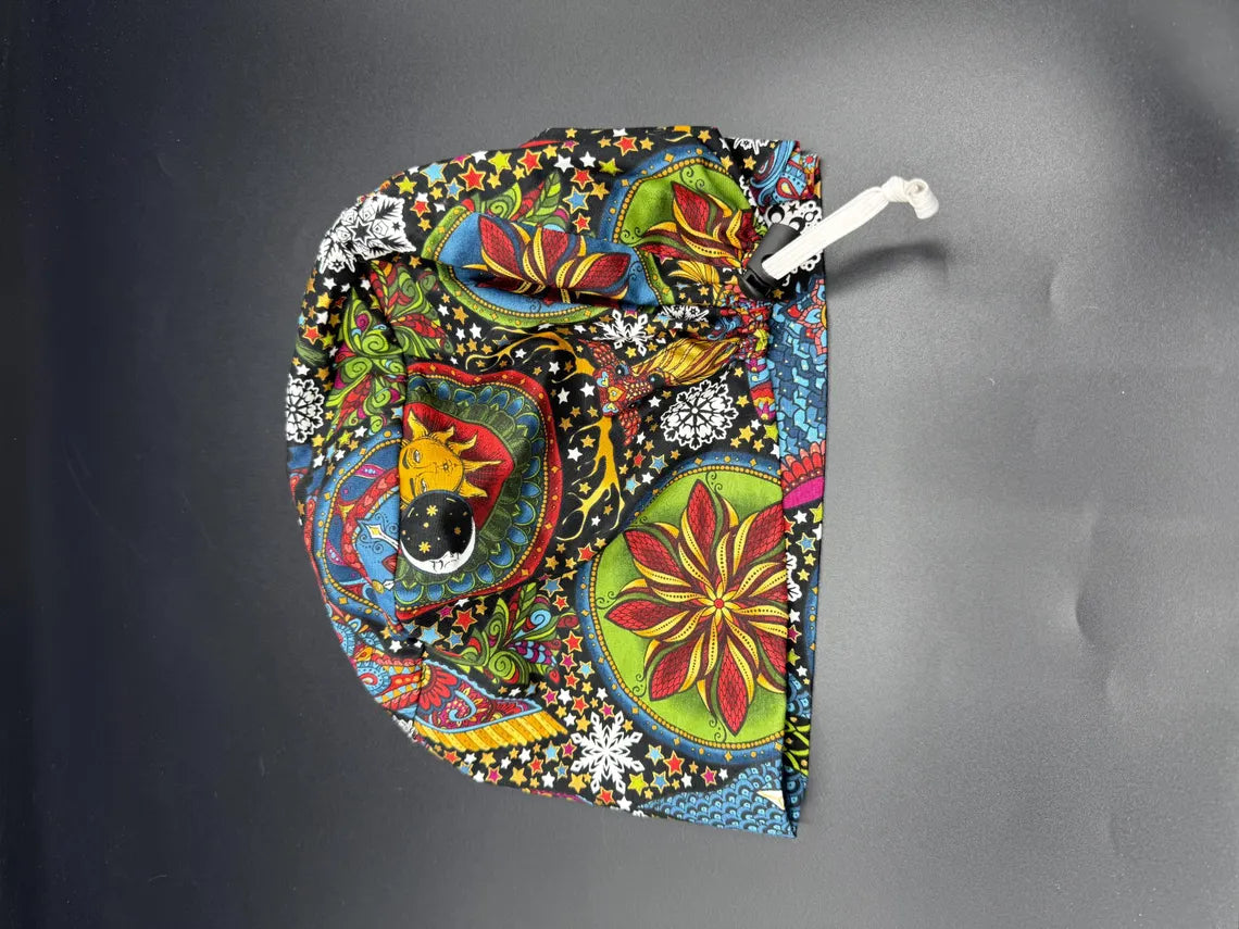 Psychedelic Print Adjustable Scrub Cap