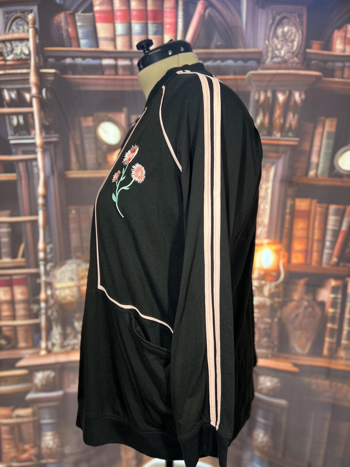 Black Zip Up Running Track Jacket | Size XL