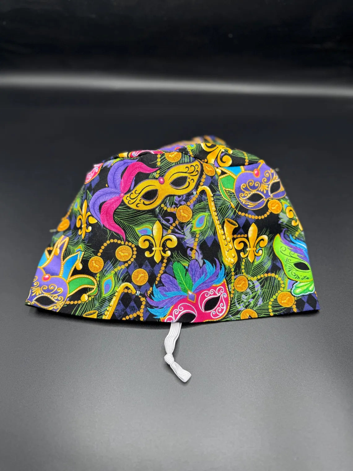 Mardi Gras Print Adjustable Scrub Cap