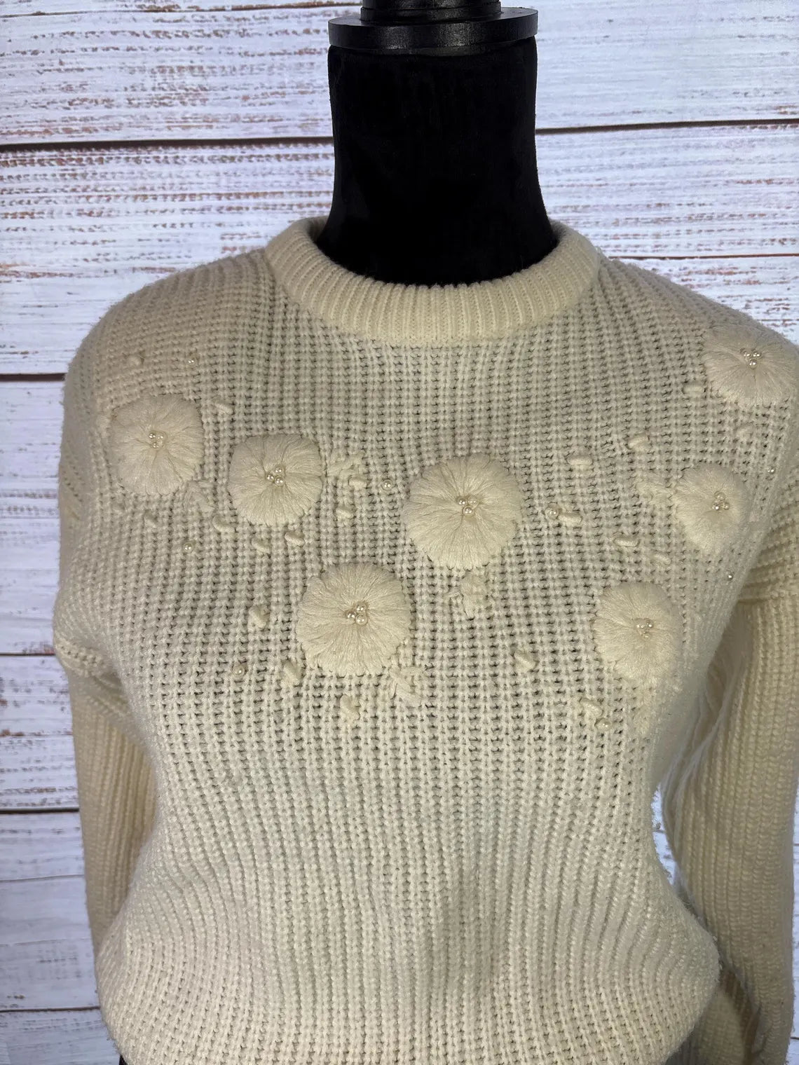 Cream Knit Sweater - Size M