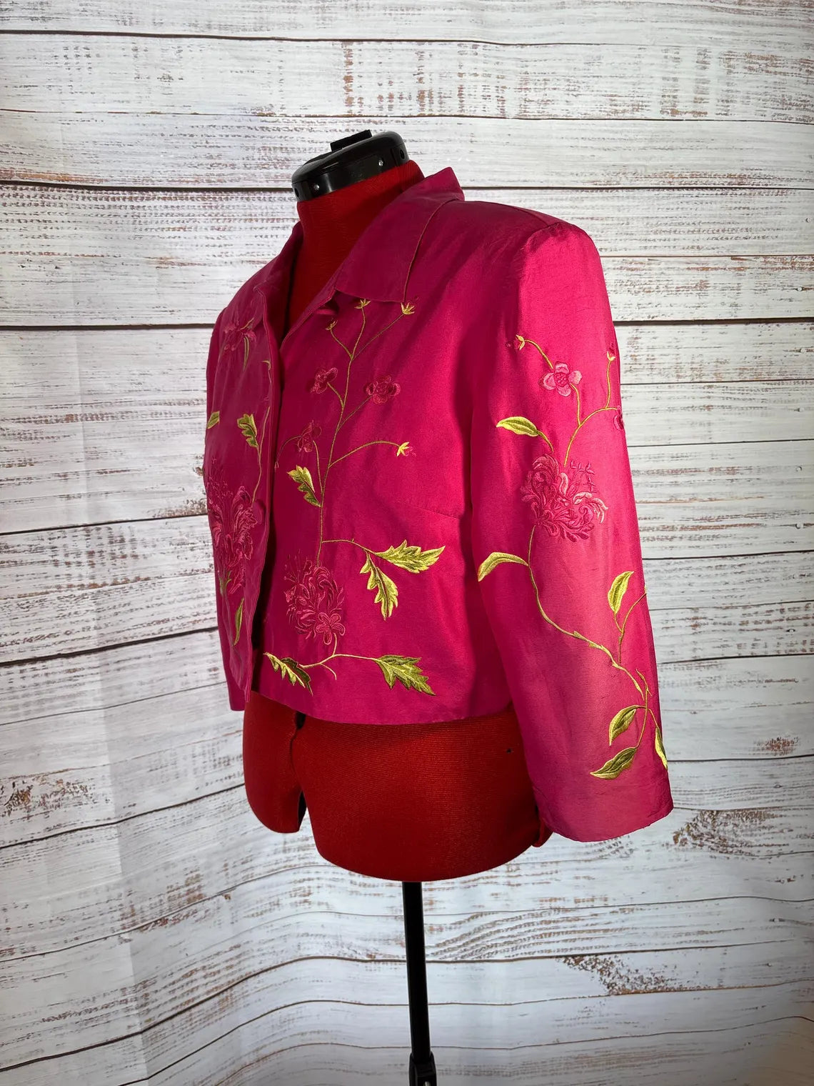 Maggy London Hot Pink Silk Jacket | Size 16