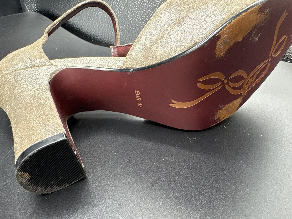 Gold Suede Heels | Size 6.5