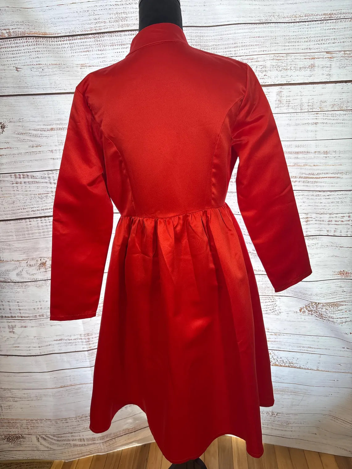Red Satin Coat Dress - Marilyn Style A-Line | Size L