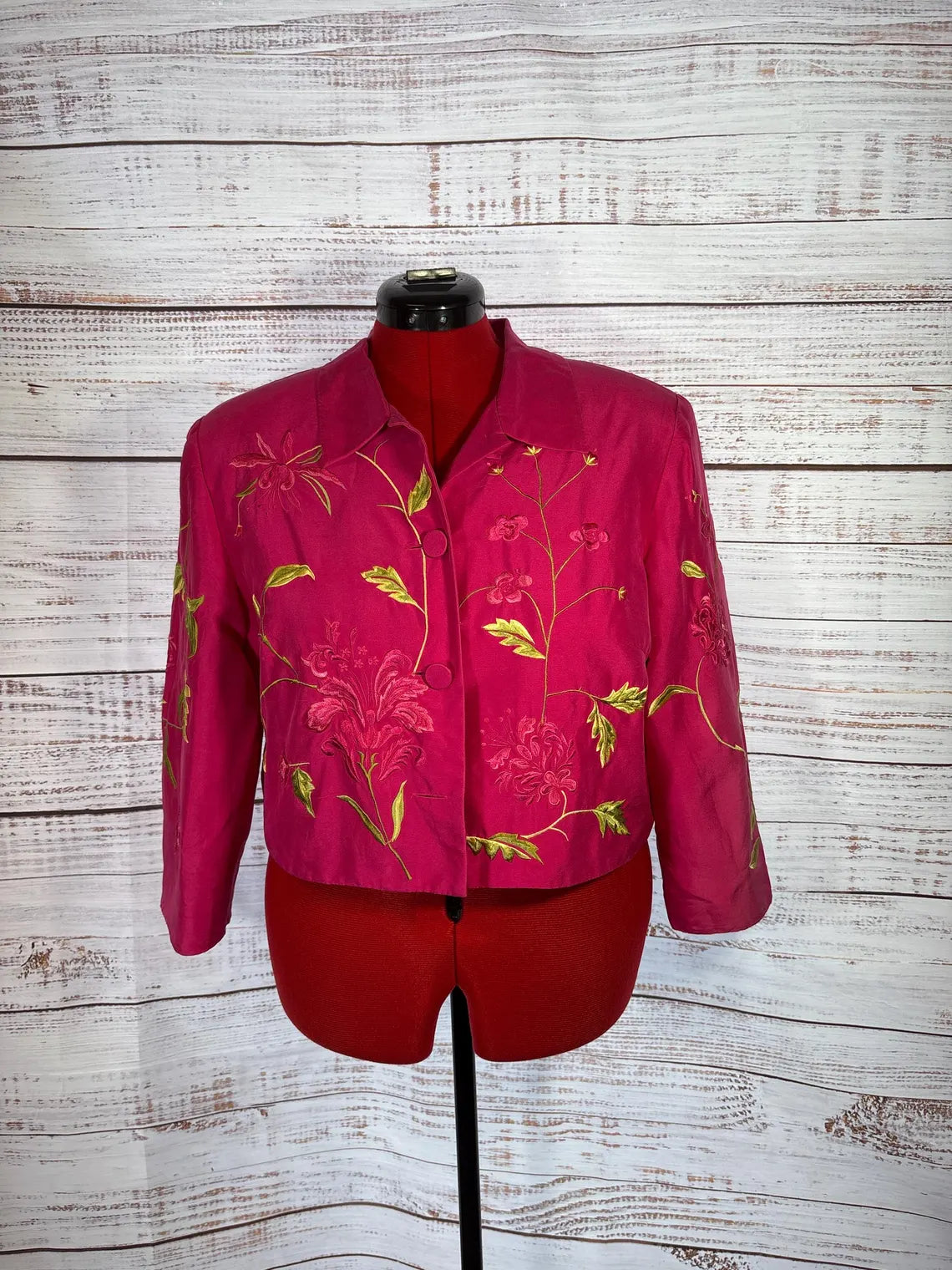 Maggy London Hot Pink Silk Jacket | Size 16