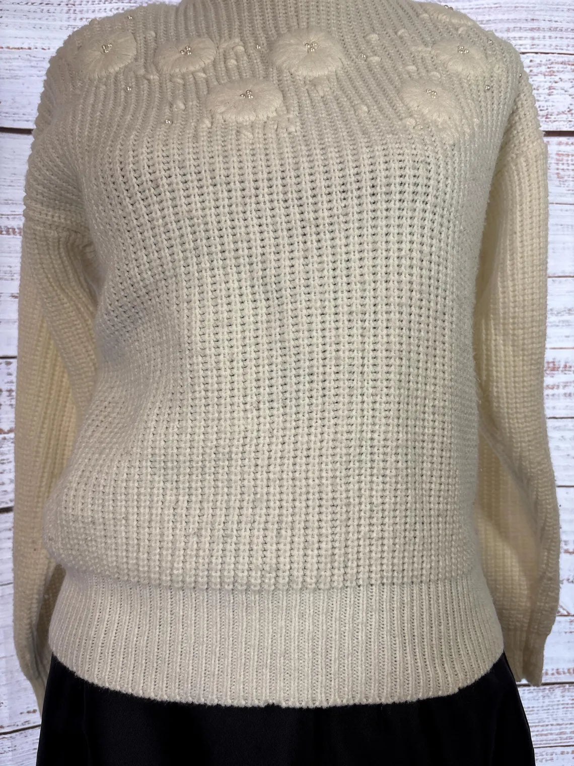 Cream Knit Sweater - Size M
