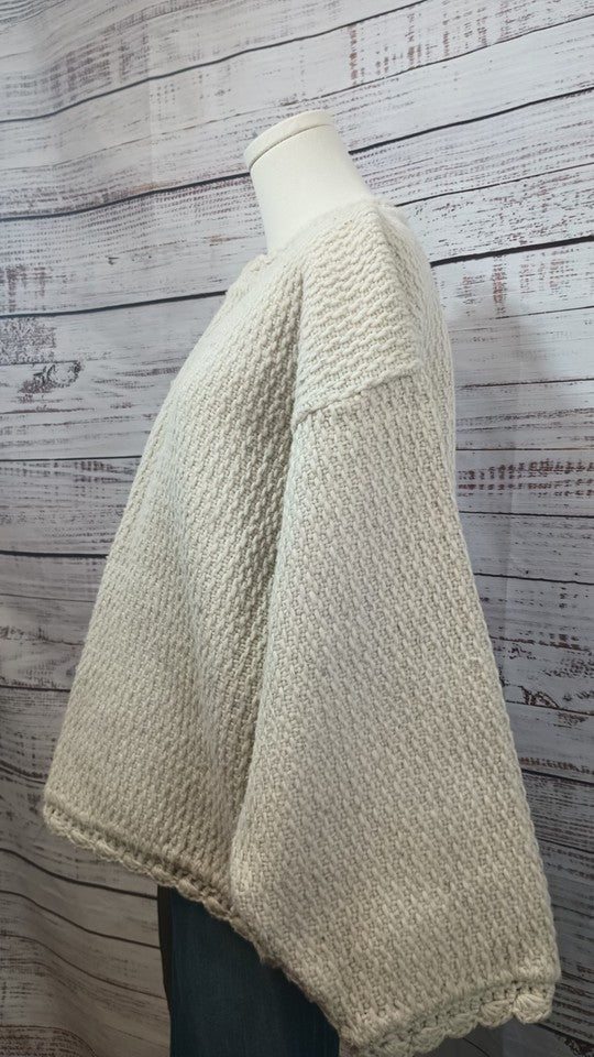 Alpaca Wool Dolman Sleeve Oversized Sweater | Size L