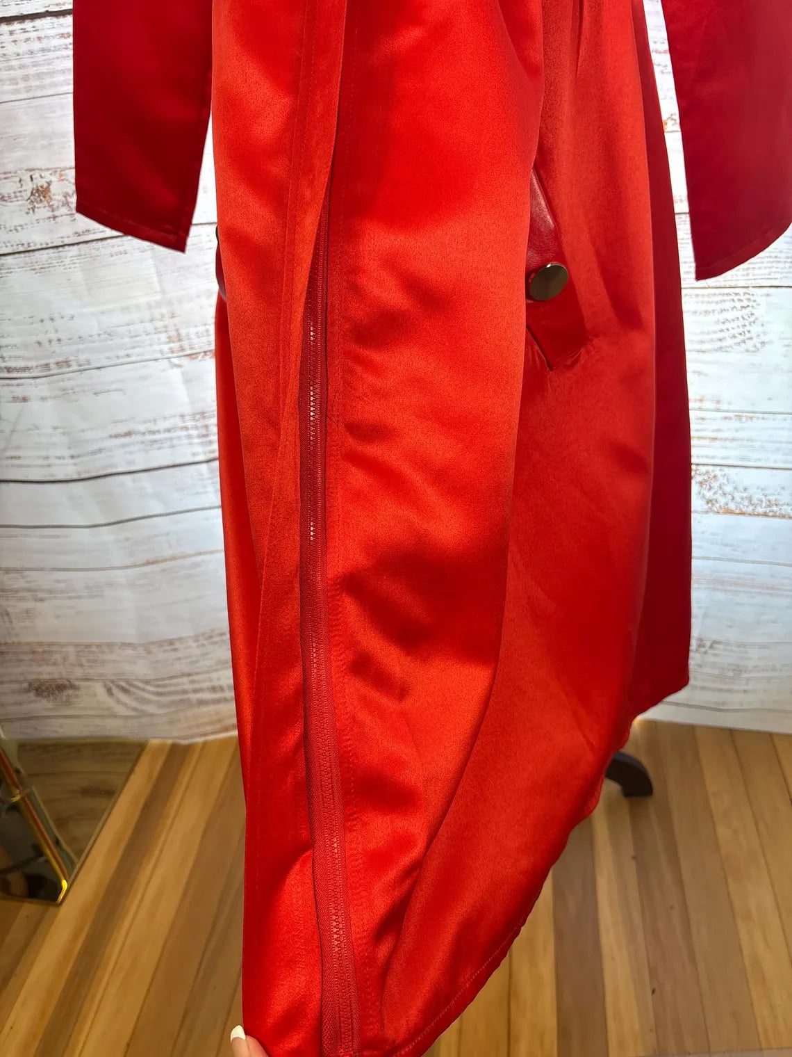 Red Satin Coat Dress - Marilyn Style A-Line | Size L