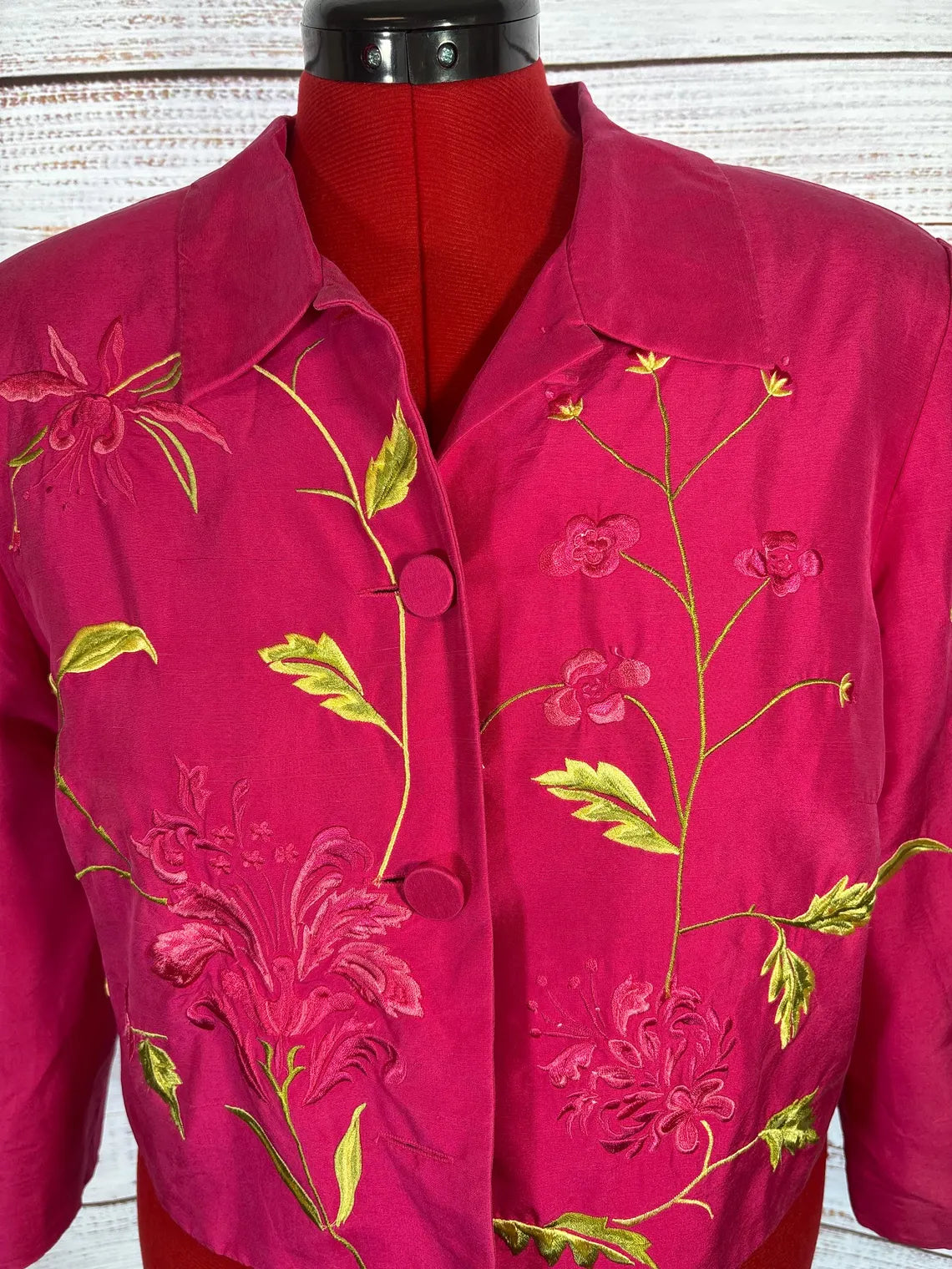 Maggy London Hot Pink Silk Jacket | Size 16