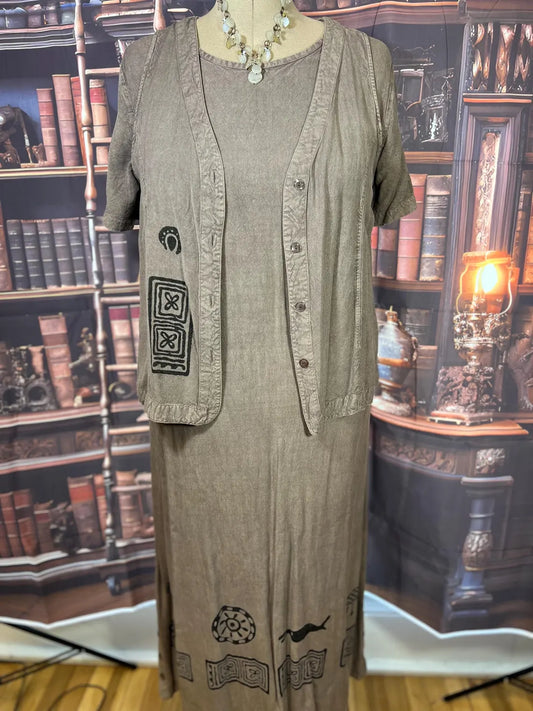 Country Wear Casuals 2pc Maxi Dress & Vest Set | Size L