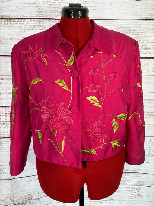 Maggy London Hot Pink Silk Jacket | Size 16