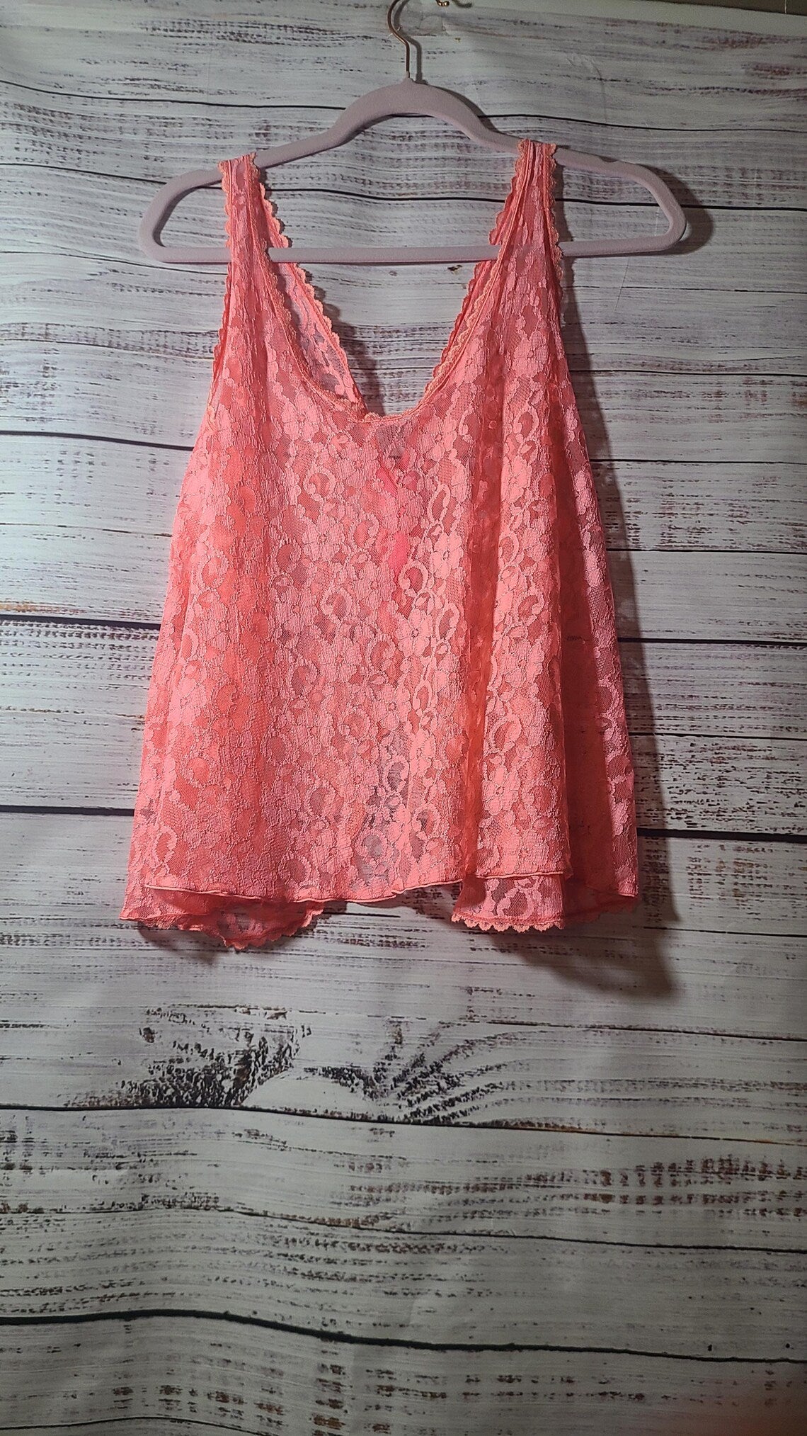 Spectacular Vintage Pink Lace Top with Rhinestone Buttons | Size M