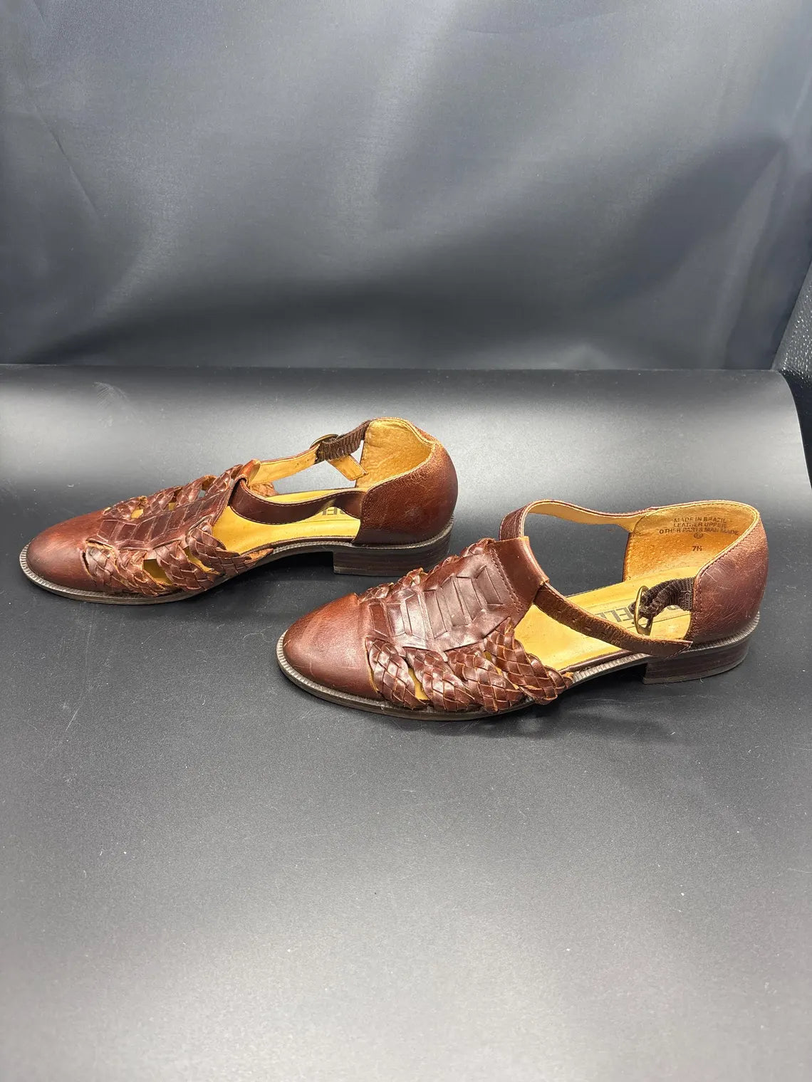 Woven Bire Brown Leather Sandals | Size 7