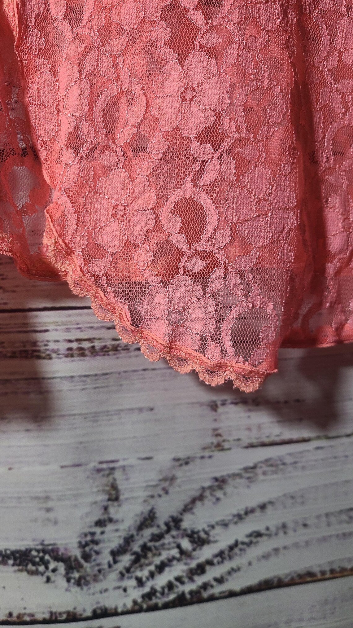 Spectacular Vintage Pink Lace Top with Rhinestone Buttons | Size M