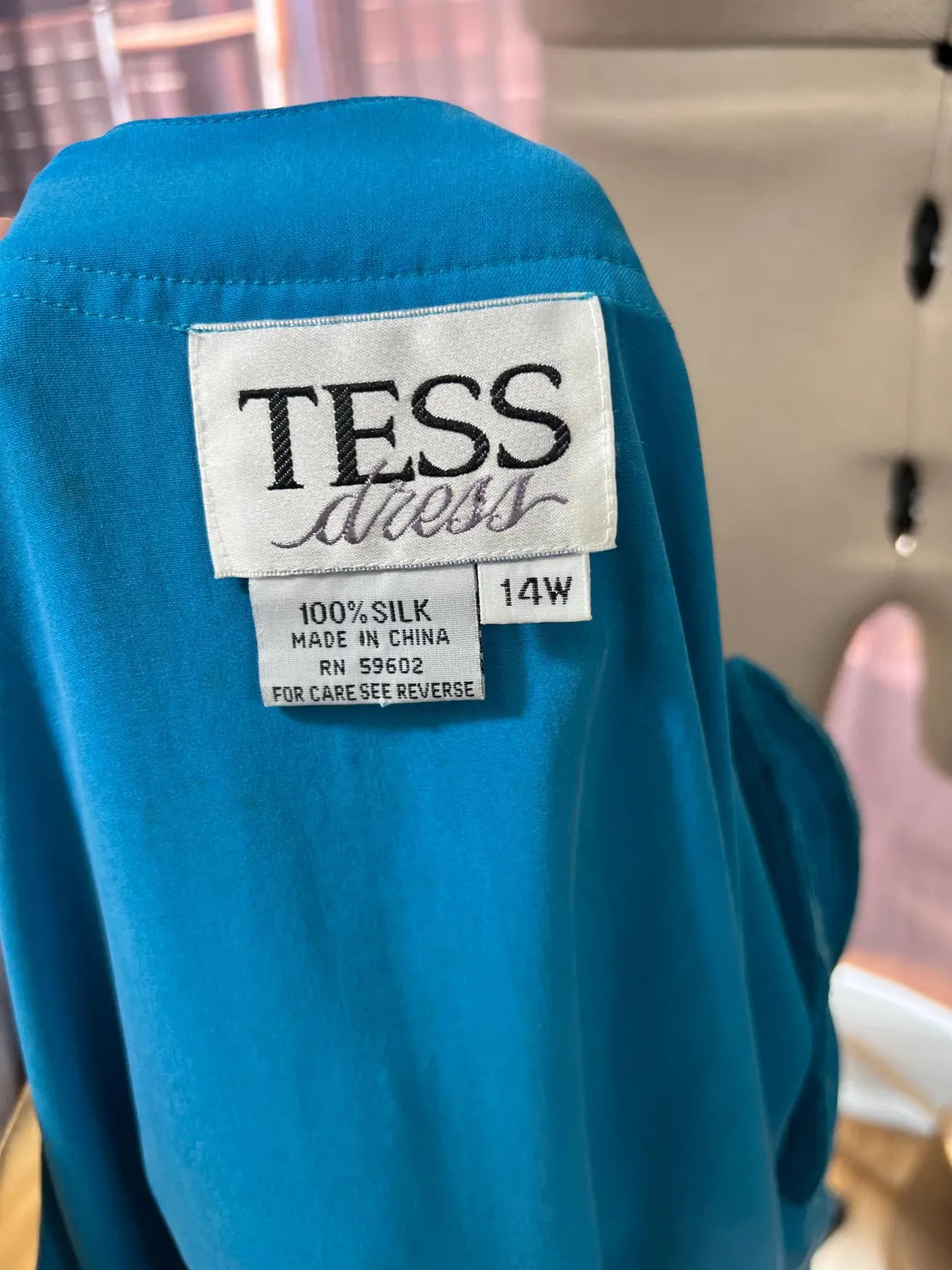 Tess 100% Silk Teal Button Front Dress | Size 14W